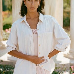 NWOT Christy Dawn Mirren shirt in alabaster pinstripe